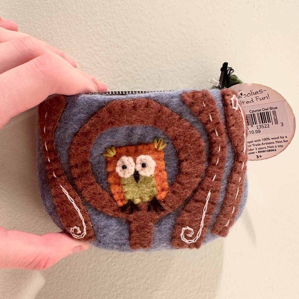 Handmade Owl Fair Trade Wool Coin Purse